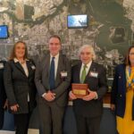 L-R: Leslie Bowlin (Exec. Dir HMC), Sara Howell, Marco Poisler (COO Global Energy & Capital Projects, UTC Overseas), Former Sec. Energy Ernest Moniz, Margaret A. Kidd, MILT, CPE (Program Director, Supply Chain & Logistics Technology, University of Houston) at Houston Maritime Museum event on Energy Transition, Hydrogen Power, Evolution of Maritime Transportation & Energy, Workforce Development