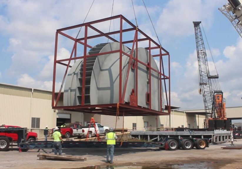 multimodal cement plant delivery - modular cement plant parts being transported via multimodal logistics solution